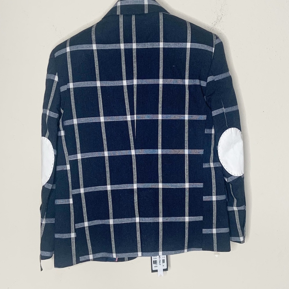 Boys Navy Plaid blazer size 4/5 - Picture 2 of 8